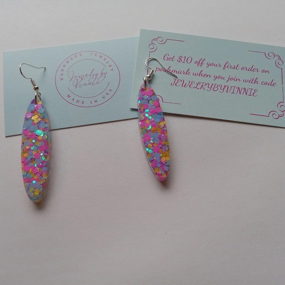 Hand Crafted Vibrant Confetti Earrings - Picture 3 of 6